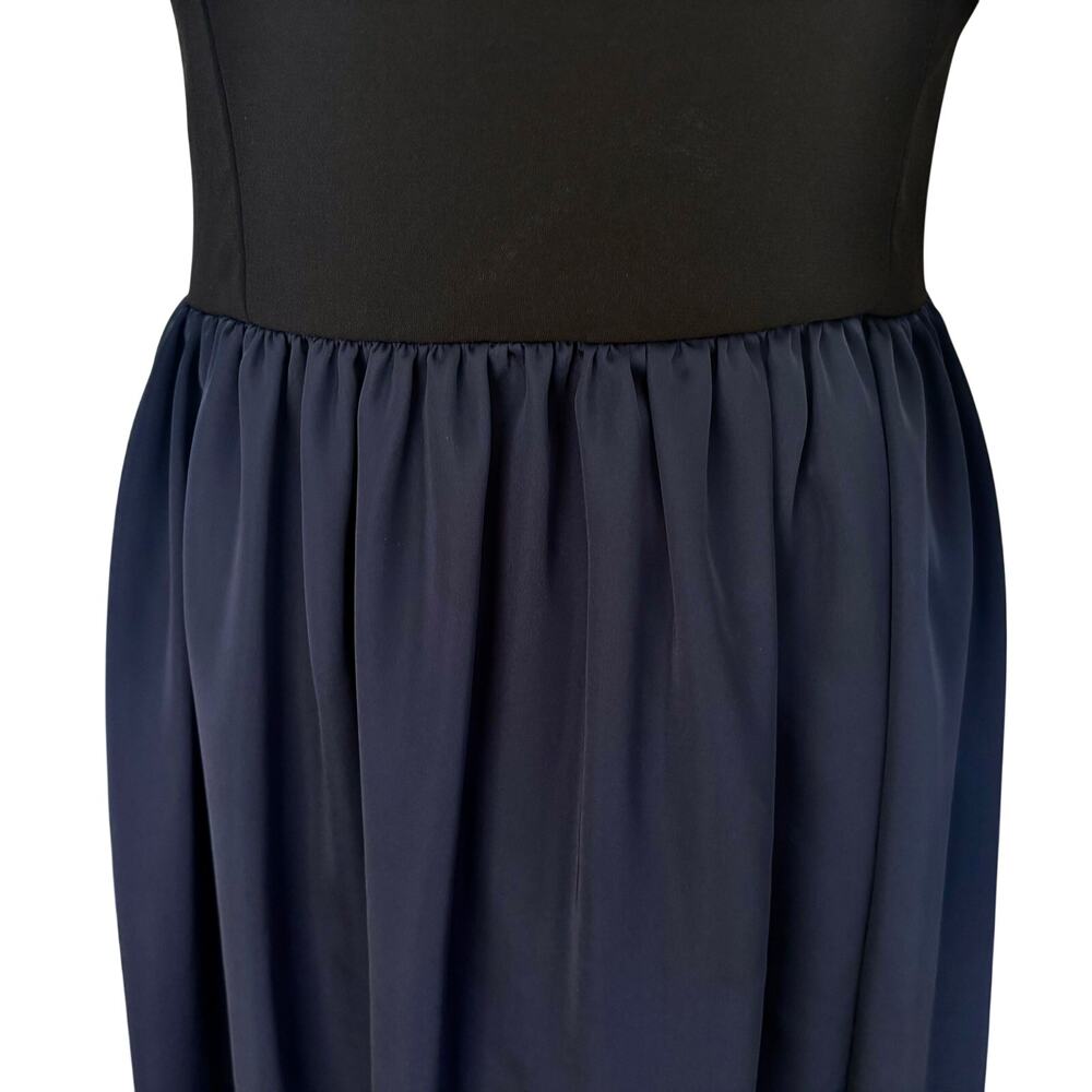 WHITE by Vera Wang Bow Back Satin Knit Halter Gown Dress Navy Black Luxury Prom - Picture 5 of 9